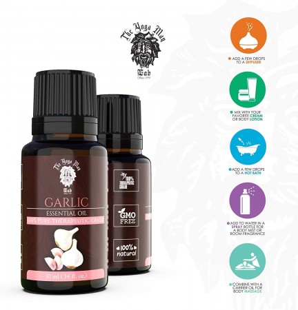 Garlic Essential Oil (PURE & NATURAL - UNDILUTED) Therapeutic Grade - 10 ML - Perfect for Aromatherapy, Relaxation, Skin Therapy & More - by The Yoga Man Lab (10 ml)