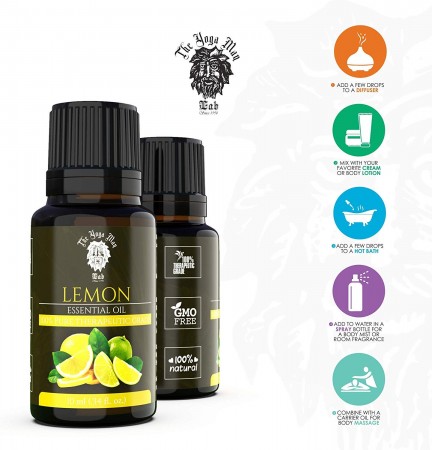 Lemon Essential Oil (PURE & NATURAL - UNDILUTED) Therapeutic Grade - 10 ML - Perfect for Aromatherapy, Relaxation, Skin Therapy & More - by The Yoga Man Lab (10 ml)