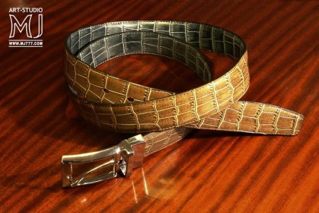 Patia Stats Croc Patter Leather Belt
