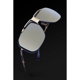 ḋita® Cascas ™ Gold Crown & Hanging with Blue Floating Frame & BlueishTitanium Tinted Lenses Aviator Eyewear