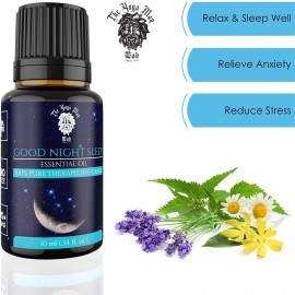 Good Night Sleep Essential Oil Perfect for Relaxation, Sleeping - Blended with Lavender, Roman Chamomile, Vetiver, Ylang Ylang (Pure & Natural - UNDILUTED) - by The Yoga Man Lab (10 ml)