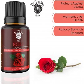 Rose Essential Oil (PURE & NATURAL - UNDILUTED) Therapeutic Grade - 10 ML - Perfect for Aromatherapy, Relaxation, Skin Therapy & More - by The Yoga Man Lab (10 ml)