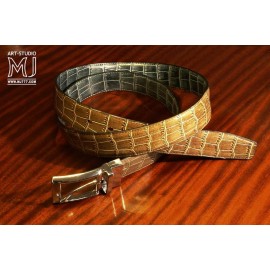 Patia Stats Croc Patter Leather Belt