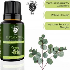 Eucalyptus Essential Oil (PURE & NATURAL - UNDILUTED) Therapeutic Grade - 10 ML - Perfect for Aromatherapy, Relaxation, Skin Therapy & More - by The Yoga Man Lab (10 ml)