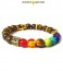 Ancient Yantra - TIGER EYE Stone with 96 Black Cosmic Energy Crystals in Gold Hexagons - 7 Chakra Balancer Yantra Bracelet