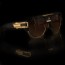 ß ḋita® GRANDE MAC ™ Gold Textured King's Crown Armour Frame with Carbon Tint Dense Lenses Aviator Eyewear